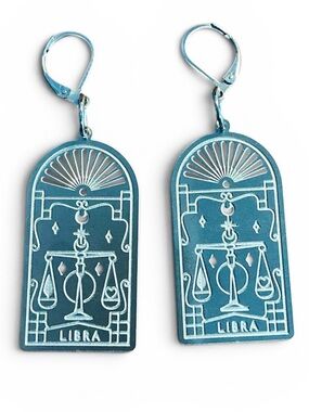 🆕 Libra Zodiac Laser Etched Earrings